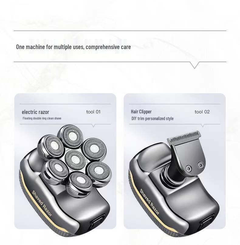 Smart Electric Men's Shaver: Seven-Blade Bald Head Clipper and Multi-Functional Razor