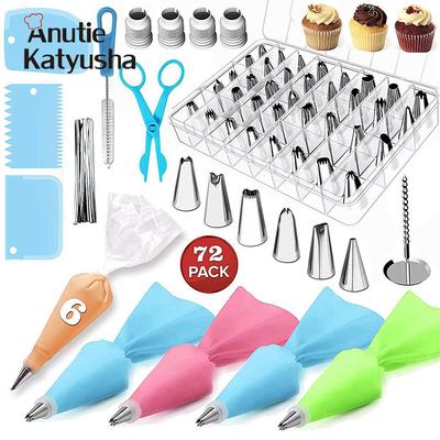 72 Stück Creme-Düsen, Gebäck-Werkzeuge, Zubehör für Kuchendekoration, Spritzbeutel, Küche, Bäckerei, Süßwaren-Ausrüstung