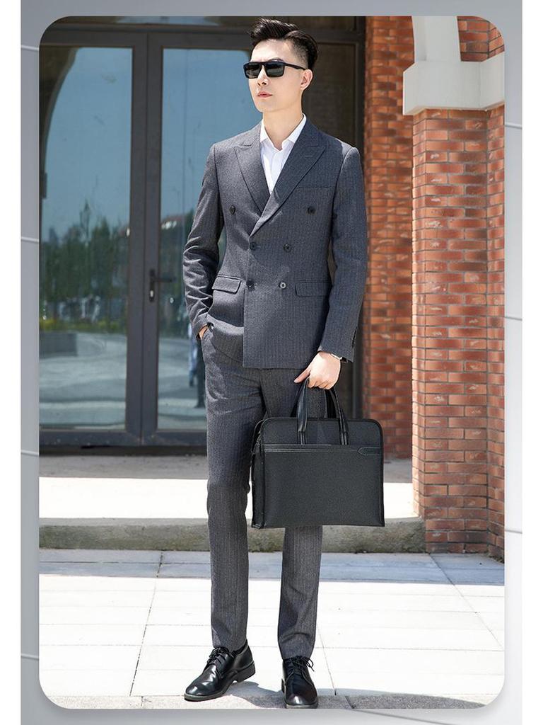 Men's Oxford Cloth Laptop Briefcase: Printed Handbag for Business, Office, and Document Carrying