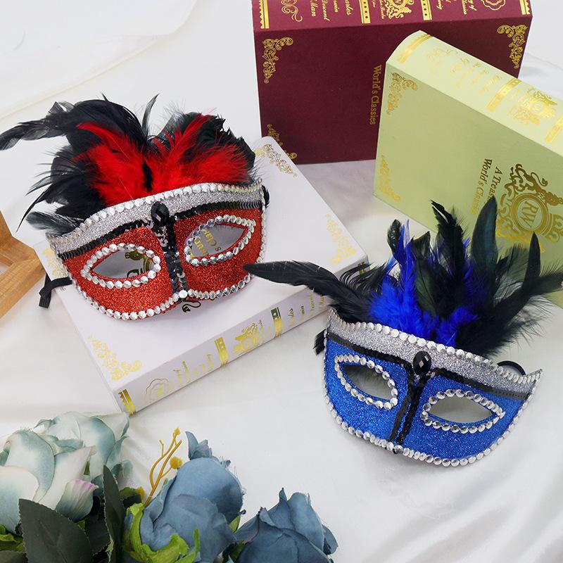 Feather Mask Plastic Half Face Mask Halloween Masquerade Mask Comfortable For Cosplay Events Christmas Easter