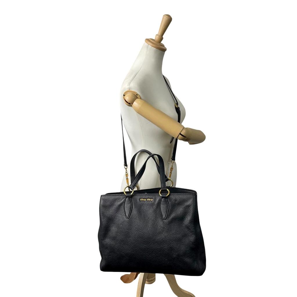 Used MIUMIUTote Bag black leather Women