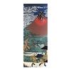 Yagi Sei Lucky Cat Series Tenugui Towel - Red Fuji Hokusai Parody, Auspicious Item, Made In Japan, 100% Cotton, 35x90cm