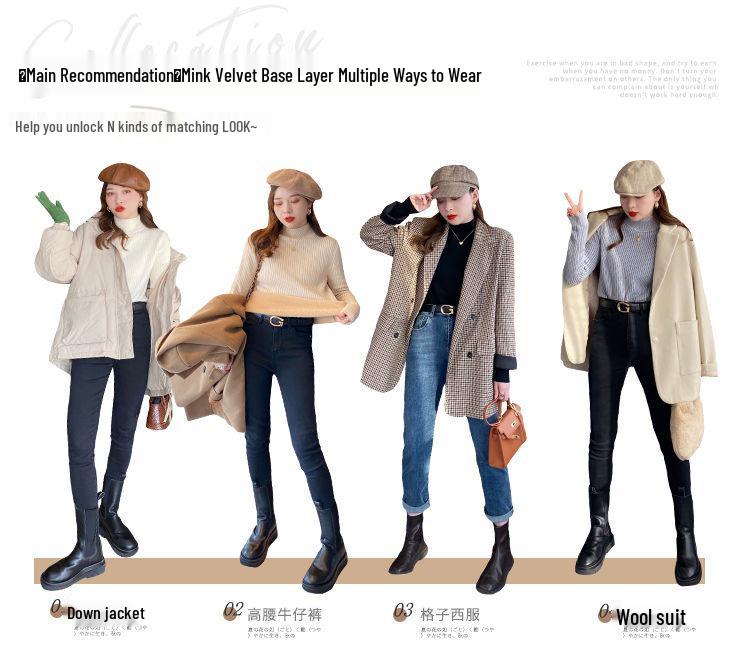 Women's Fleece-Lined Thick Sweater for Autumn/Winter, Half-High Collar Plush Base Layer, High-Grade Warm Top.