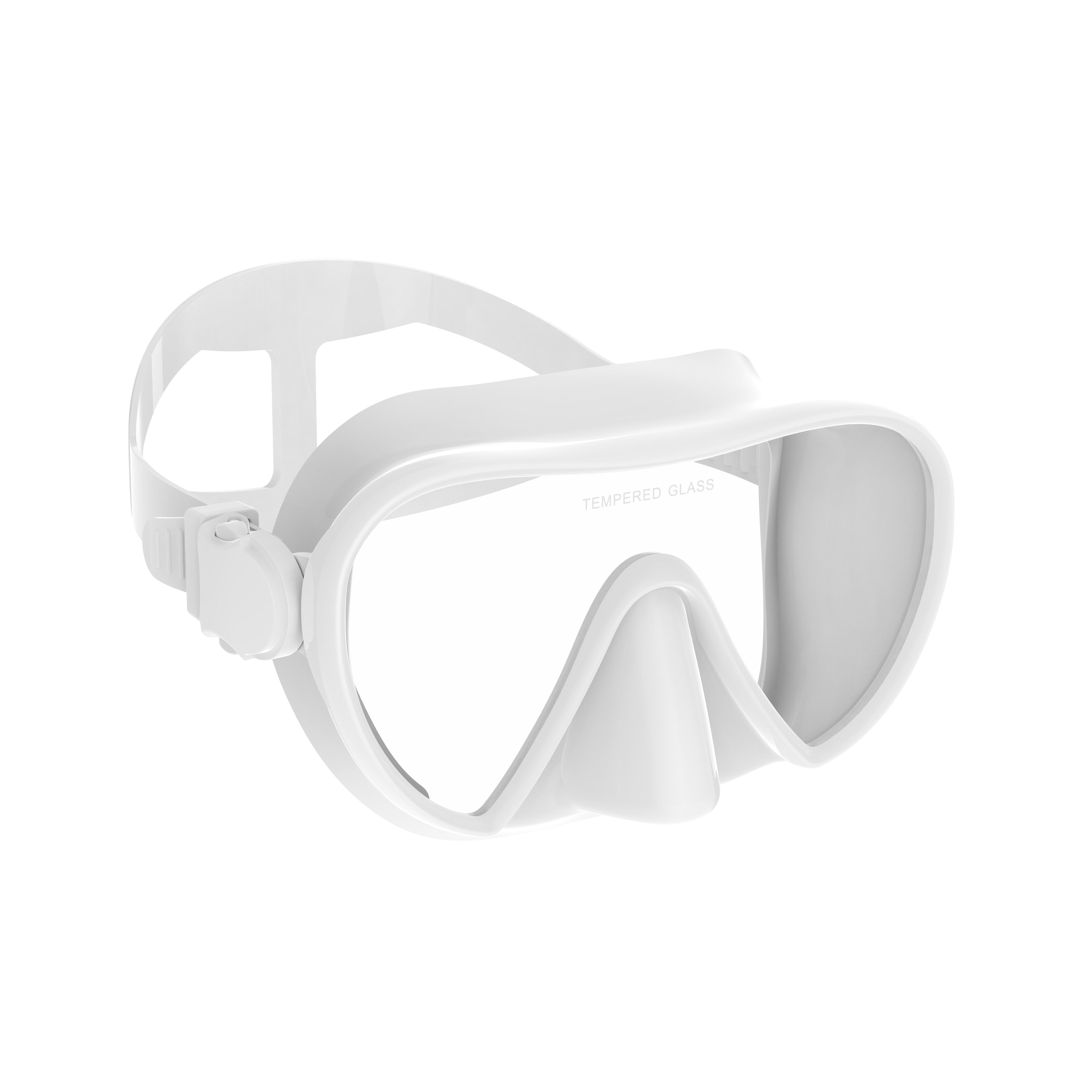 Scuba Diving Snorkeling Frameless Mask Perfect Seal Silicone Skirt Panoramic Tempered Glass Swimming Goggles Suitable for Adults Li Practical Use белый