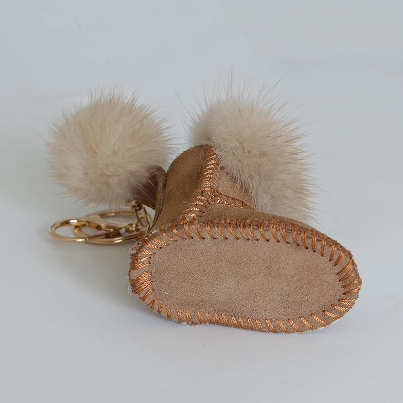 Yogodlns Cute Fur Hand-sewn PU Leather Bag Pendants Fashion Women Couple Gift Handbag Backpack Accessories