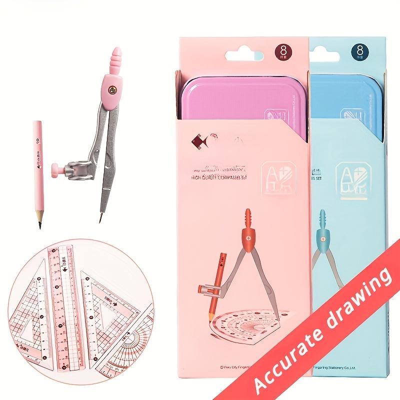 8pcs/Set Ruler Compass Pencil Set Geometry Maths Drawing Stationery Mathematical for Boys Girls Gift Office Stationery Supplies