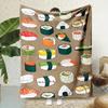 Japanisches Sushi-Thema Muster Flanell bedruckte Decke geeignet für alle Jahreszeiten geeignet für Wohnzimmer Büro Sofa und Reise