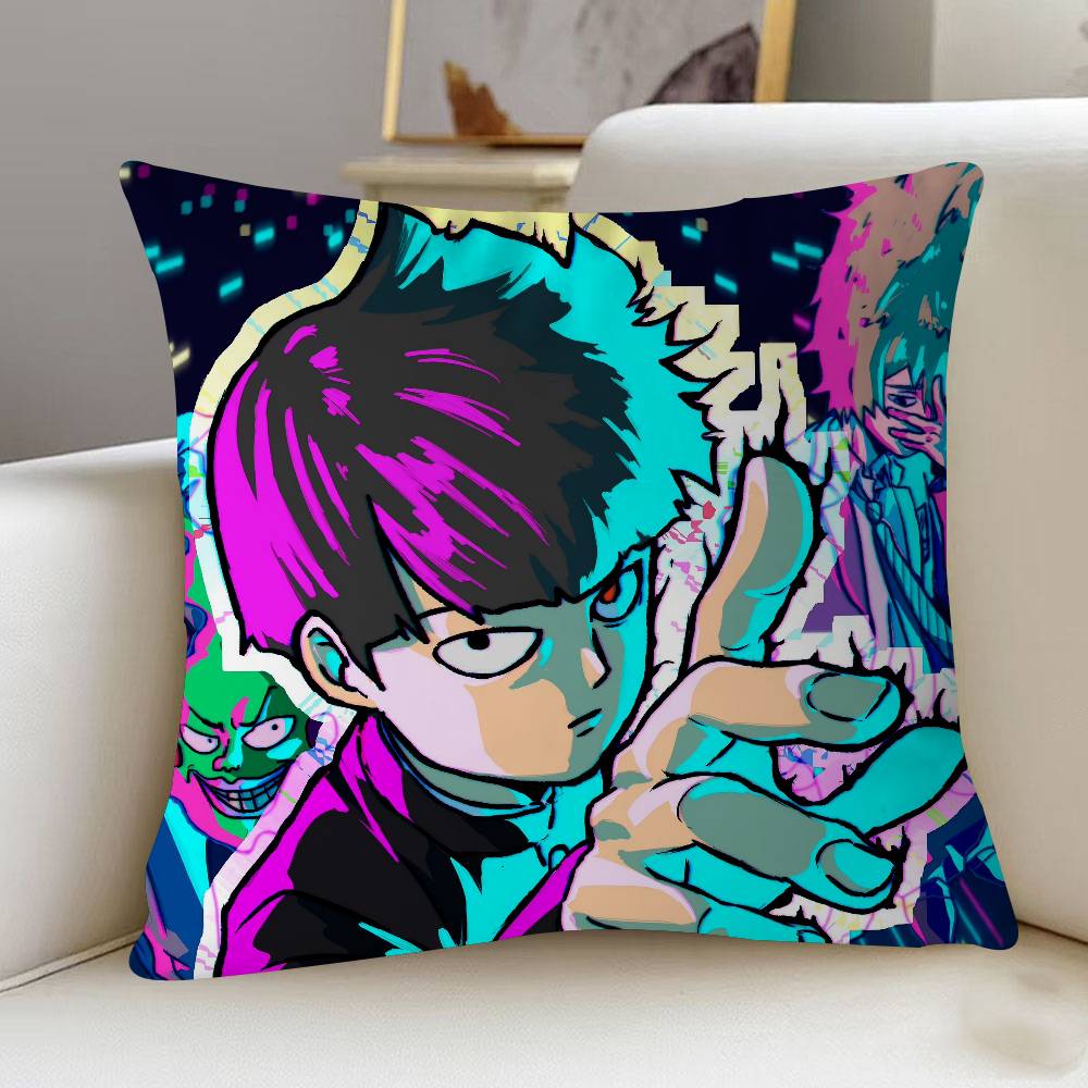 M-MOB PSYCHO 100 Cartoon Animation Pillow Covers Cartoon Sofa Decorative Home Double-sided Printing Short Plush Cute Cushion