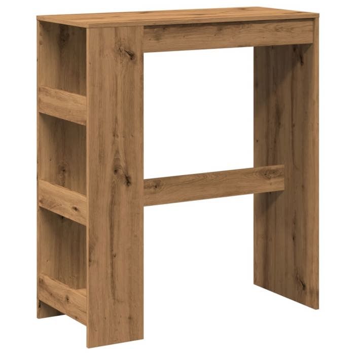 VidaXL Table de bar avec étagères chêne artisanal bois d'ingénierie, table de pub, table haute, table de tabouret de bar, 854381