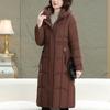 Plus Size XL-5XL Middle Age Women Long Coats Winter Parkas Hooded Thick Warm Elegant Women's Jackets