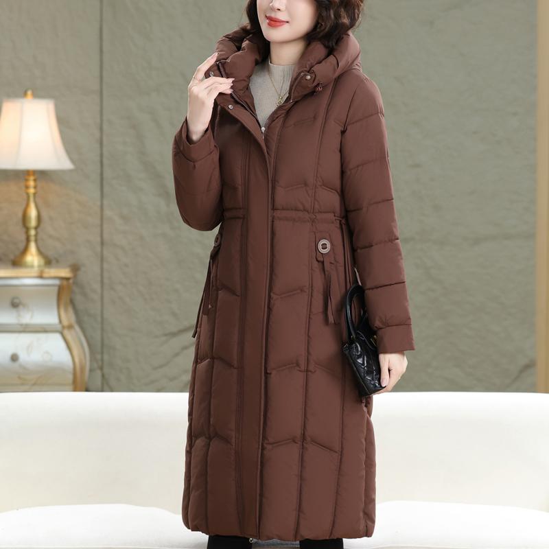 Plus Size XL-5XL Middle Age Women Long Coats Winter Parkas Hooded Thick Warm Elegant Women's Jackets