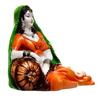 India Handcrafted Polyresin Rajasthani Lady Figurine In Resting Posture, Multi