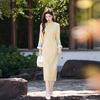 1011 Yellow New Temperament Fleece Improved Chinese Dress Long Sleeve Girl Cheongsam Daily Young Autumn and Winter
