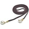 Women Belt Casual Pearl Buckle Decor Woven Thin Waist Rope with Dress 140cm Fashion Accessories for Ladies