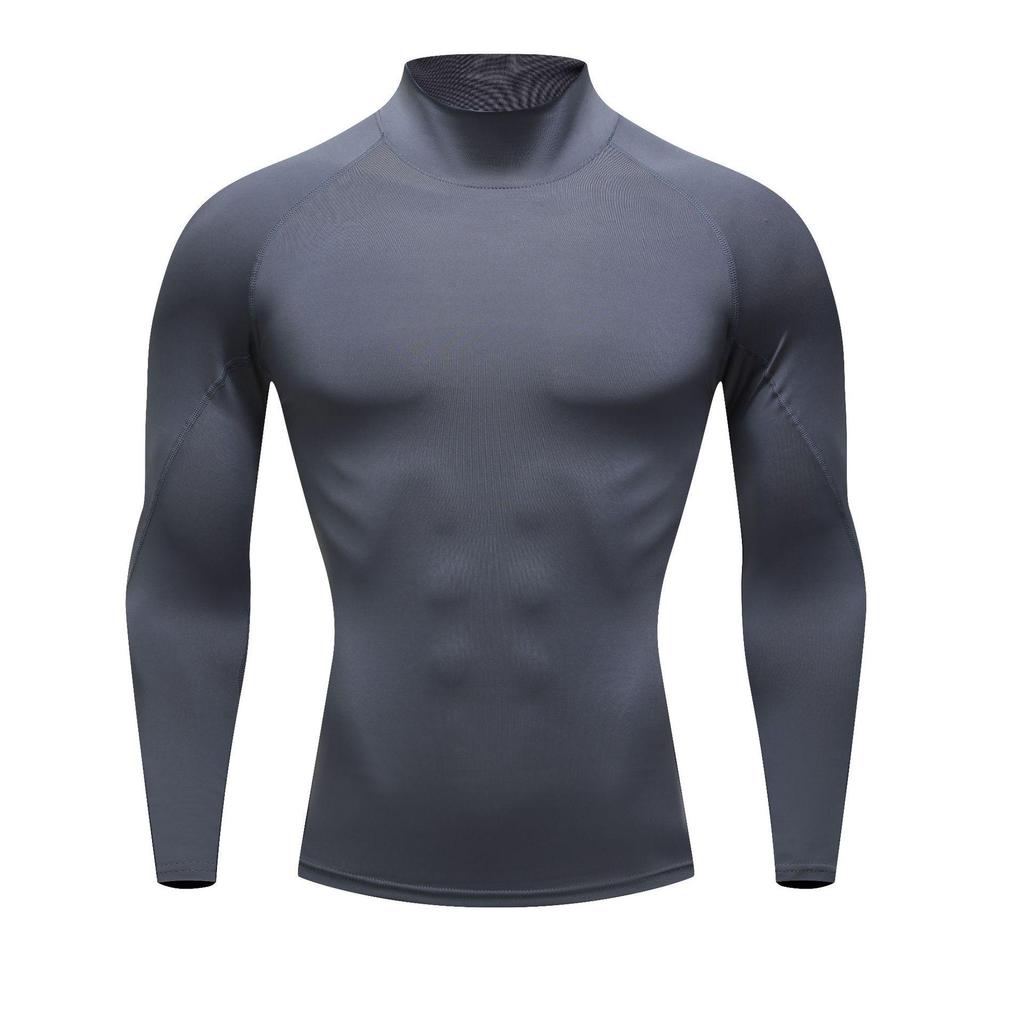 Men's High Neck Long Sleeve Quick-Dry Sports Bodysuit for Football & Basketball Training