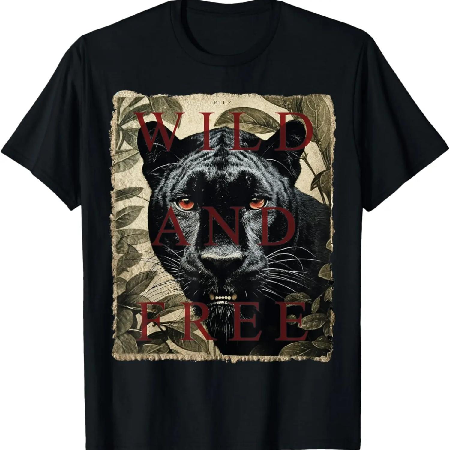 Хип-Хоп Y2K Винтажная Хипстерская Дерзкая Городская Уличная Одежда Футболка с Пантерой S чёрный