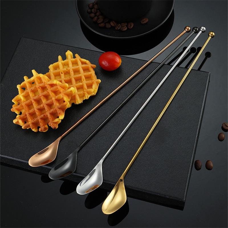 304 Edelstahl Barlöffel mit langem Griff Doppelkopf Bartender Cocktail Swizzle Sticks Rührstab Stick Küchenzubehör