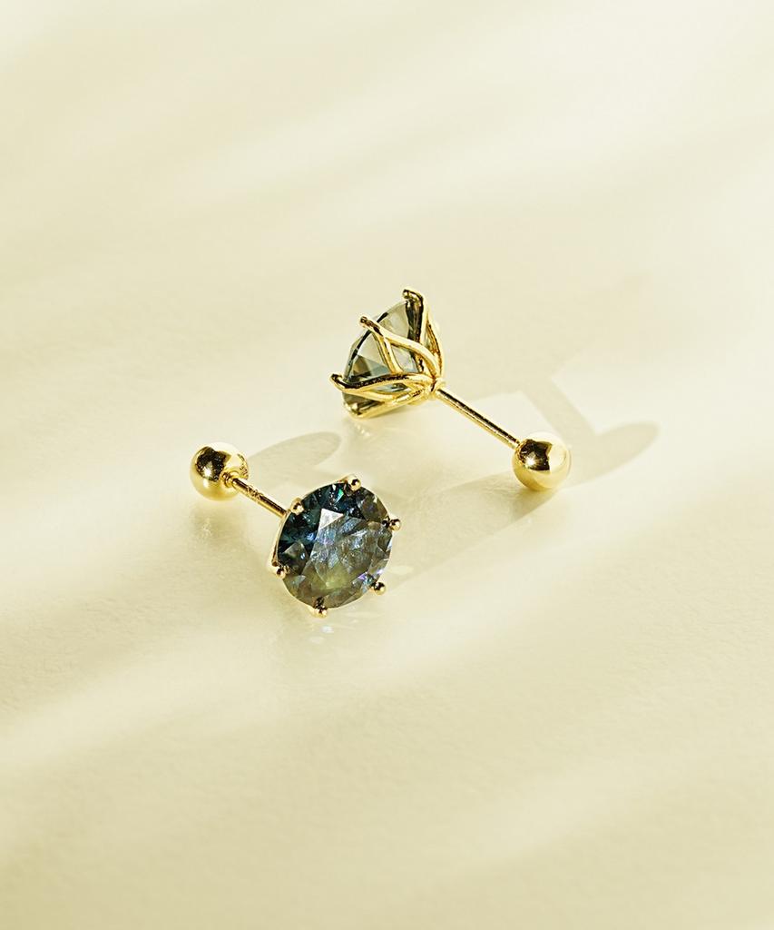 Minimalpiercing 14K Moissanite Diamond Sapphire Noble Piercing Earrings