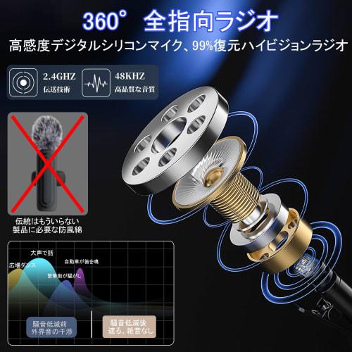 Lapel Microphone [Compatible with Type-C, Lightning, and 3.5mm Connectors] for Simultaneous Recording of Two People, Camera/Professional Equipment, Bu