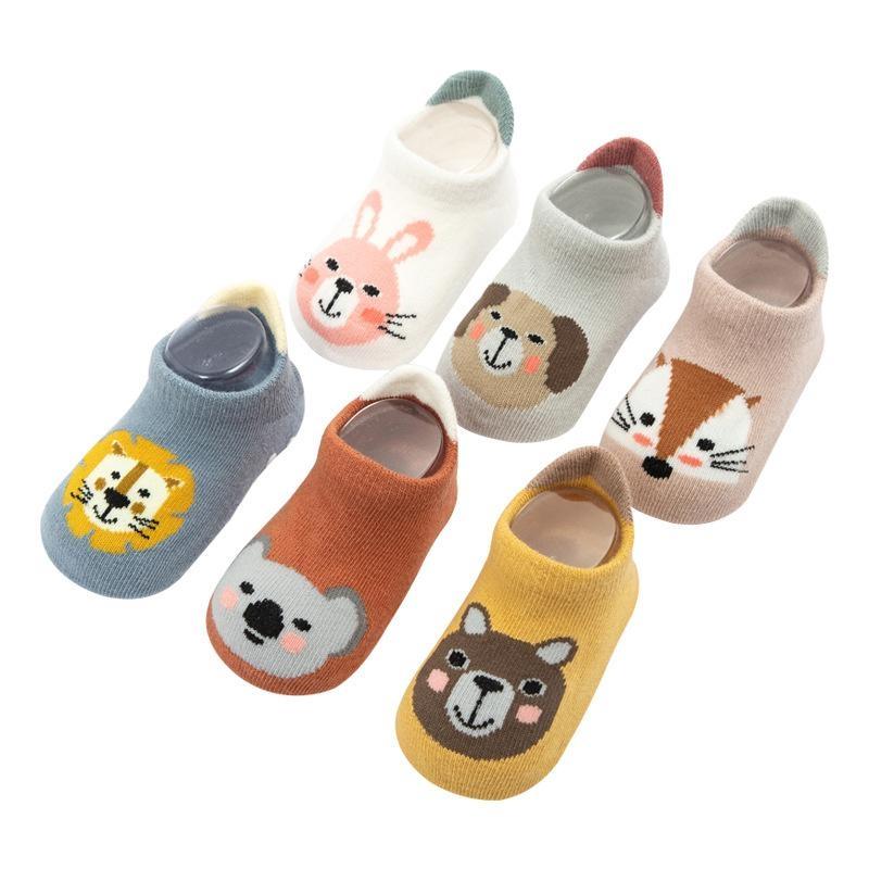 6Pairs/set Kids Baby Floor Socks For Boys Girls Cotton Soft Cartoon Newborn Short Sock Children Toddler Non-Slip Sock For Infant