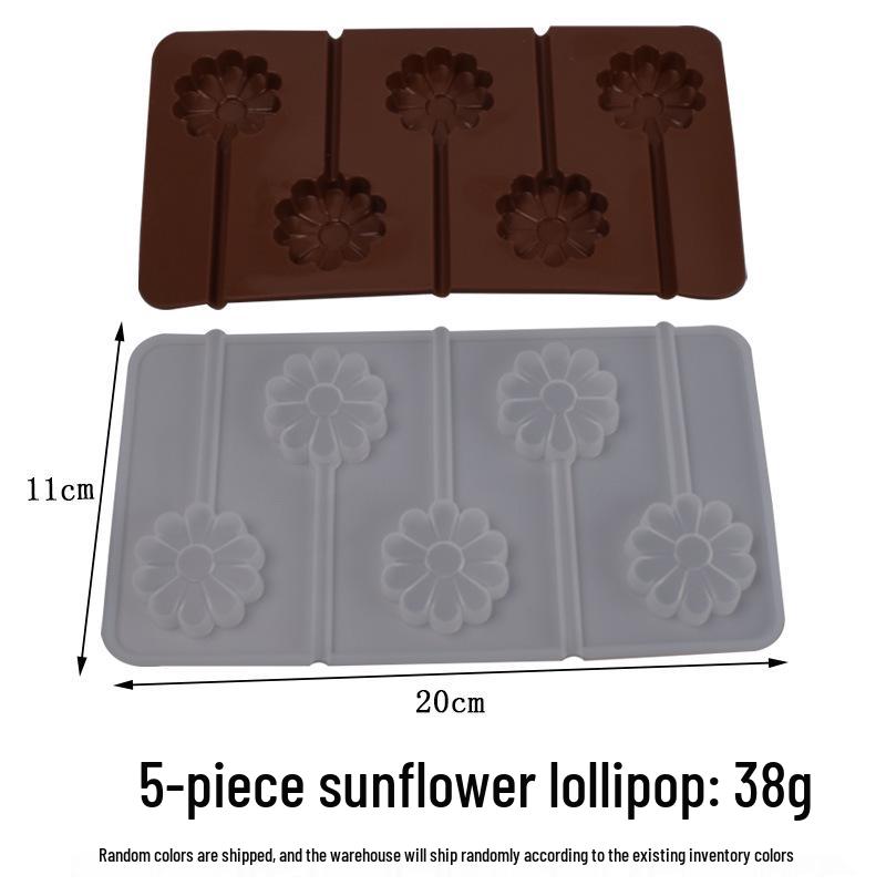 Silicone Heart & Flower Chocolate Lollipop Mold for DIY Baking & Cake Decoration