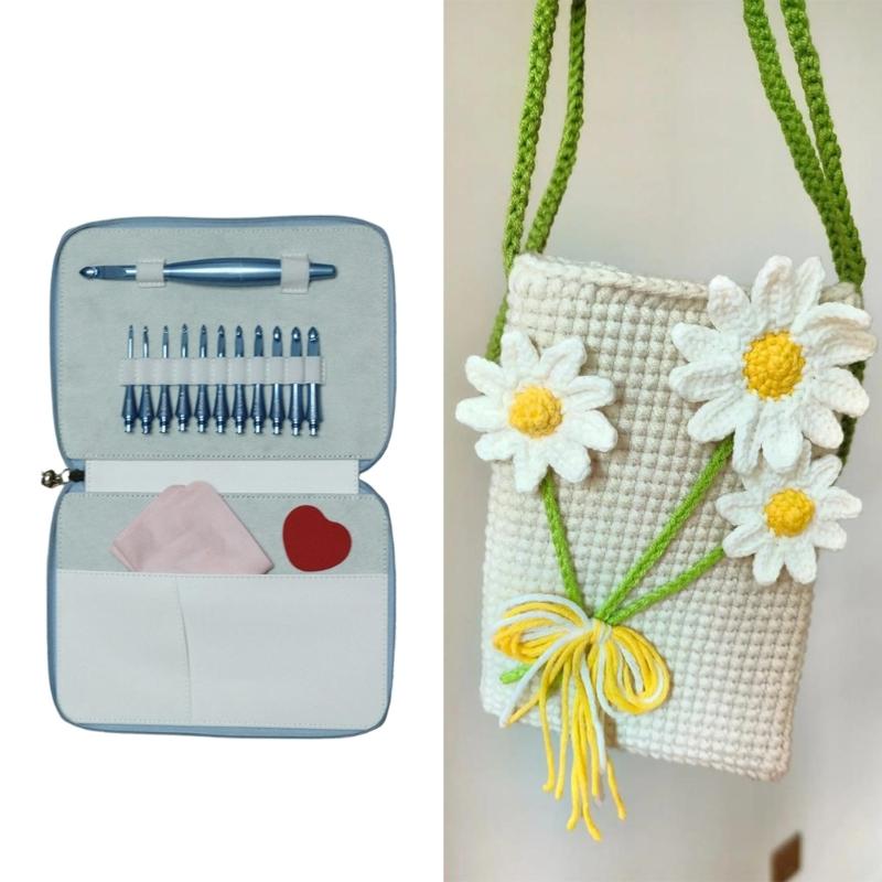 Aluminum Crochet Hook with 12 Interchangeable Tip Ergonomic Handle Crochet Hook Needle 3.0mm-10mm For Knitting Craft