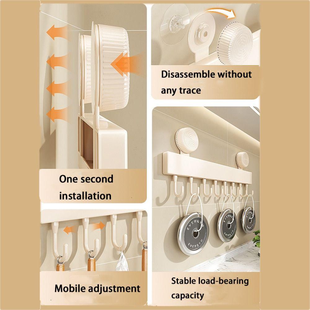 Wandmontierbare Saugnapfhaken Abnehmbarer Kleiderbügel Küchen-Aufbewahrungsregal Hinter der Tür