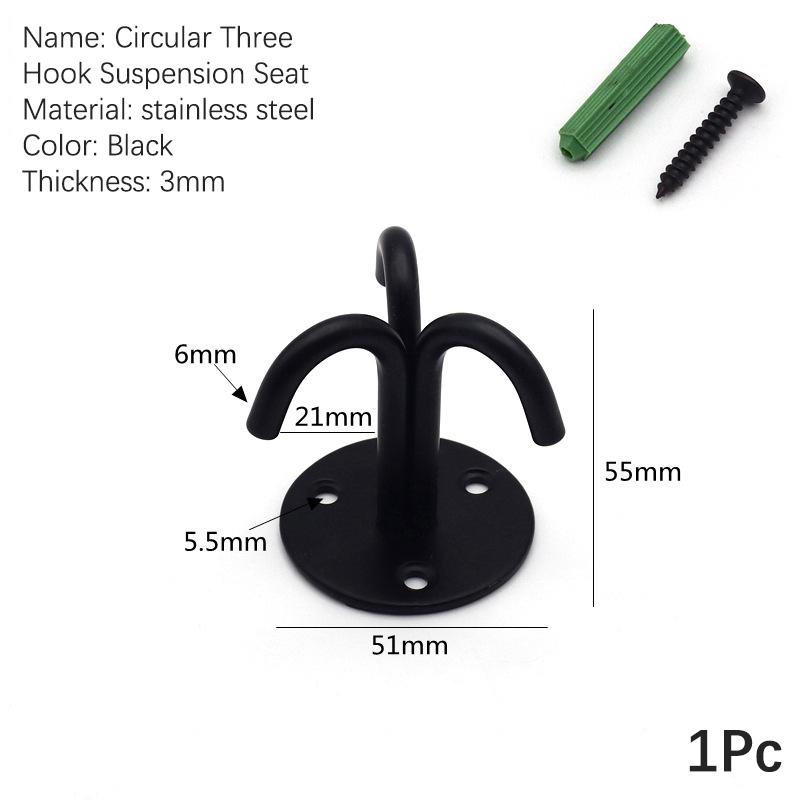 4Pcs Black Stainless Steel Top Hook Wall Bag Ceiling Fan Lamp Roof Fan U-Shaped Hooks
