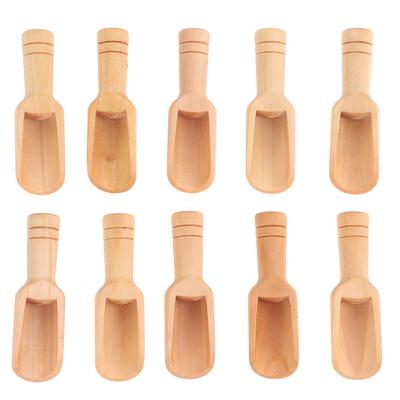 10Pcs Mini Holz Löffel Runde Griff Teelöffel Kleine Salz Schaufel Würze Löffel