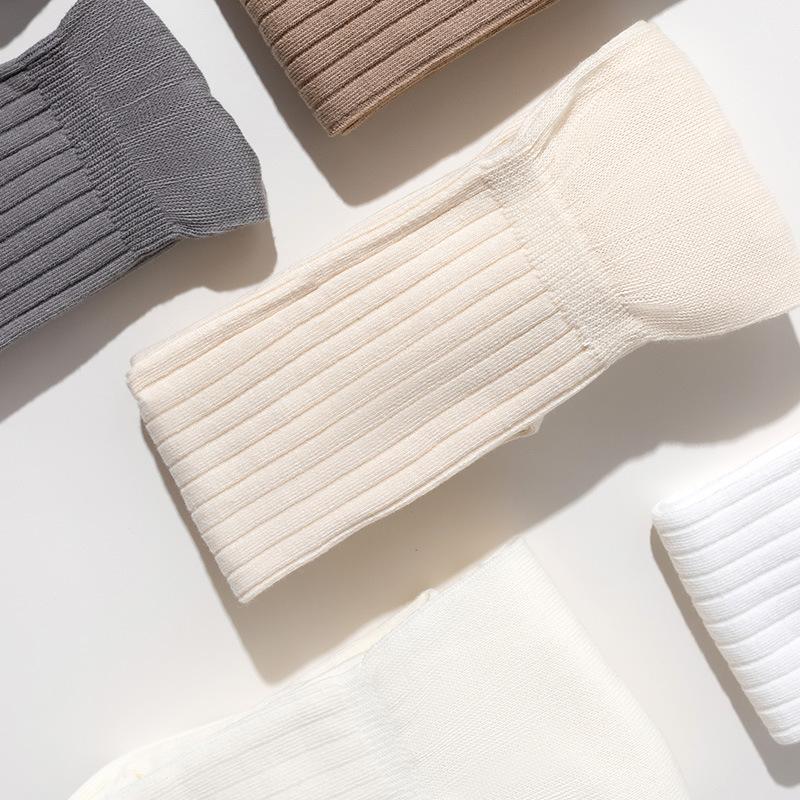 Socks Women'S Knee Socks Autumn And Winter, Thigh Socks Pure Cotton Sweat-Absorbing Japanese Stacking Socks Solid Color Fashion High-Tube Socks