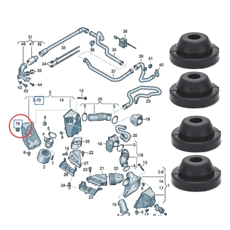 AA92-4Pc Air Filter Buffer Rubber Cover Mount 036129689B For Beetle 2002-2016 For Golf Passat For A3 A6 2005-2011 Skoda