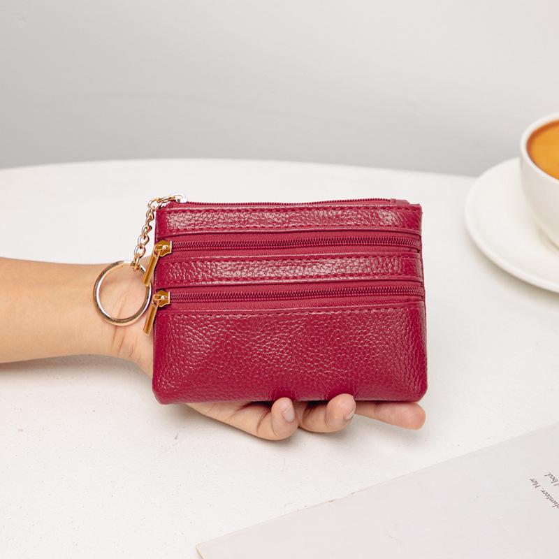 2025 Lightweight Minimalist Mini Coin Purse & Key Holder - Solid Color PU Polyester Fiber
