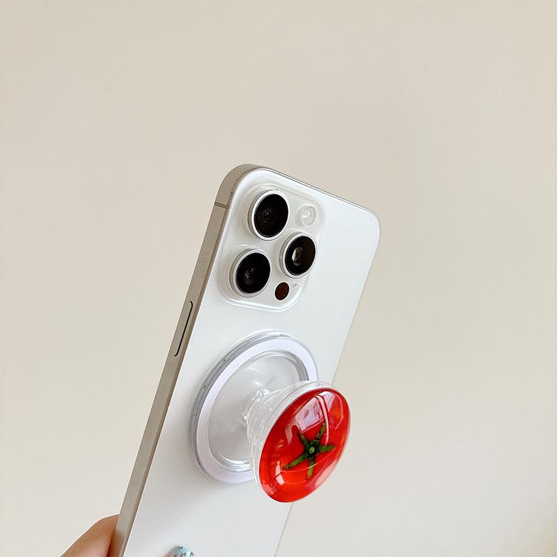 Magnetic Phone Airbag Holder with Watermelon, Orange, and Tomato Design - Korean Ins Style Retractable Support Stand