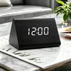 Voice-Activated Wooden Office Silent Multifunctional Digital Clock with Temperature Display and Student Alarm