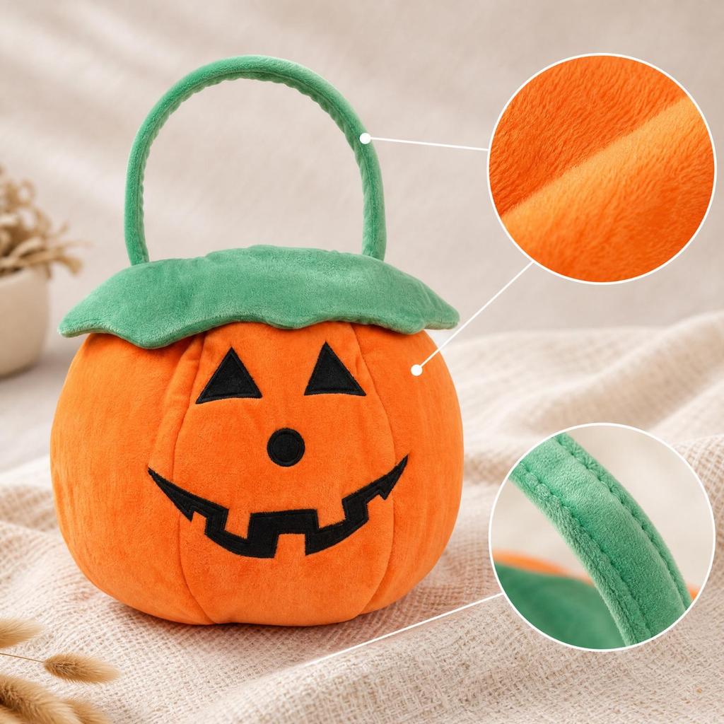 Soft Pumpkin Candy Bag Roomy Halloween Tote Child-Safe for Children