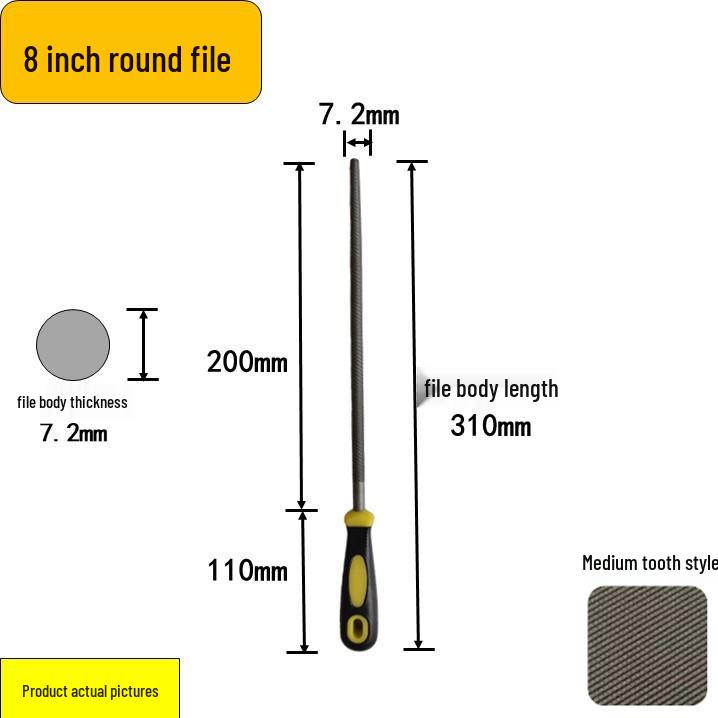 Steel Grinder File - Flat & Triangular Medium-Tooth Wear-Resistant Metal File
