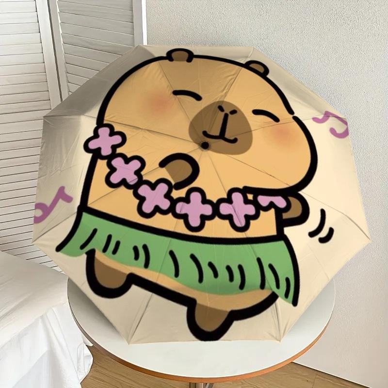

1pc Capybara Hula skirt Automatic Folding Umbrella - Compact 8-Rib Design,Perfect Gift for Friends & Family yy250926063