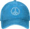 Peace Symbol Distressed Denim Baseball Cap Vintage Washed Adjustable Hippie Hat Casual Hat Unisex