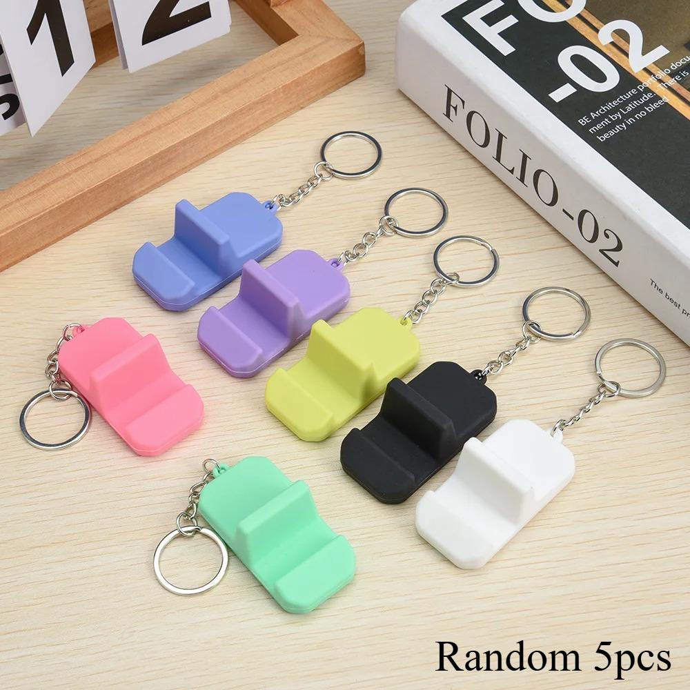 

5pcs Portable Keychain Pendant Mobile Phone Holder Stand Creative Keyring Lightweight Mini Desk Cellphone Support