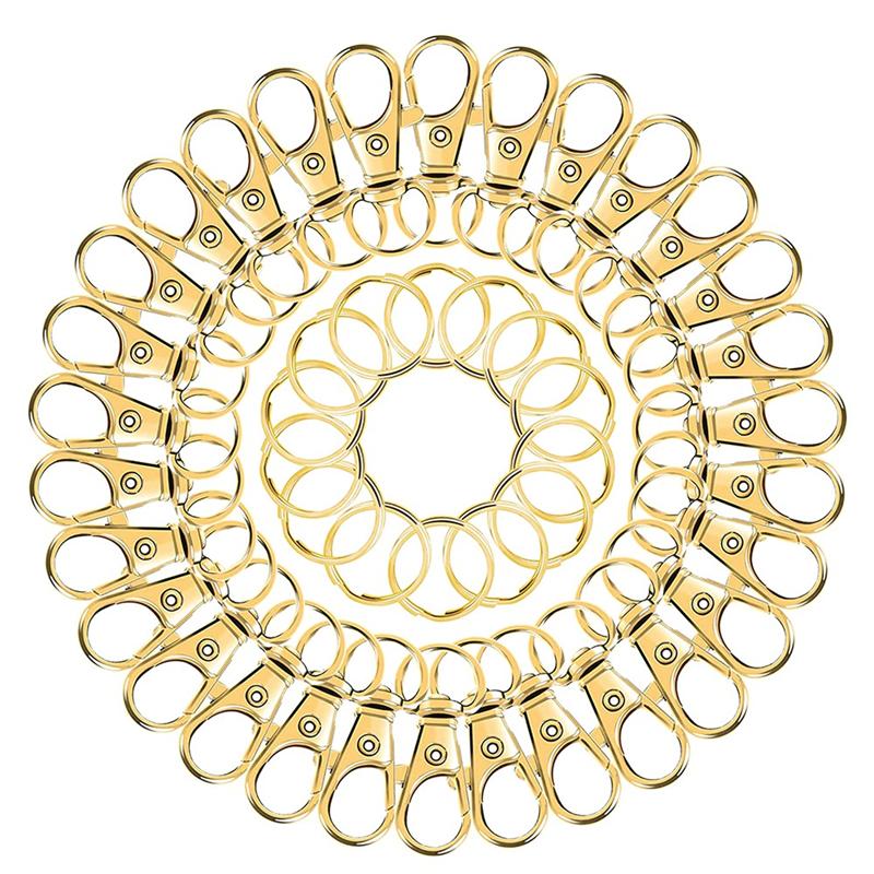 100Set Swivel Snap Hooks With Key Rings Metal Keychain Clip Snap Hooks For Keychain Clip, Lanyard, Key, Art Crafts, Silver+Gold