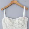 2026 Sweet Chic Lace Patchwork Backless Spaghetti Strap Mini Dress