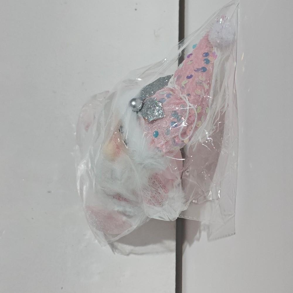 Pink Glitter Christmas Decorations Figurine Design Pendant Style Santa Claus Ornament Ornament Shape Glitter Finish