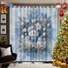 2pcs Blue Merry Christmas Snowman Print Blackout Curtains Multiple Sizes Living Room Insulation Decoration Machine Washable