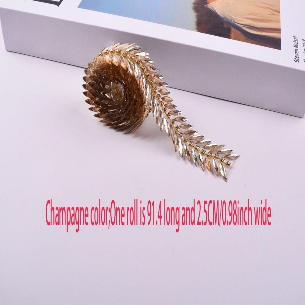 

1Yard Rhinestone Ribbon Hot Fix Rhinestone Trim DIY Repair Decoration Trim Beaded Lace Trim Glue on Resin Rhinestone Ribbon шампанського