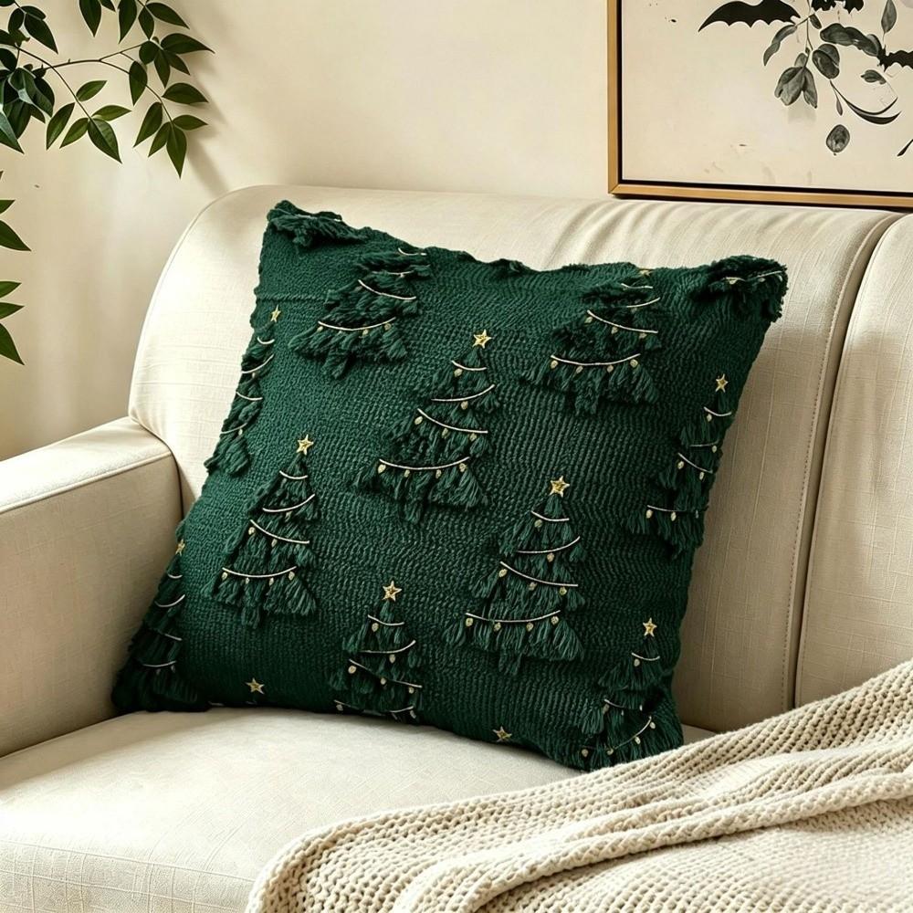 Soft Throw Pillow Cover Xmas Tree Decorative Cushion Cover Plush Cushion Cover Home Decor