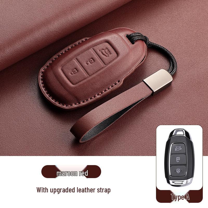 Genuine Leather Key Case for Hyundai Ix35, Santa Fe, Fiesta, Ix25, Elantra, Verna, Mistra