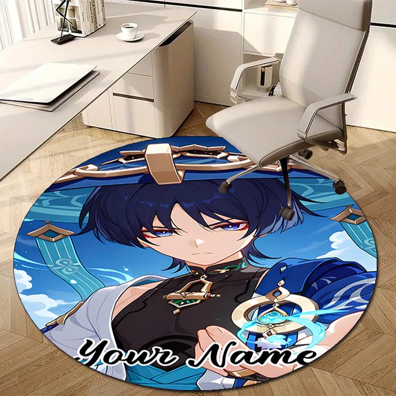 Personalized Genshin Impact Round Chair Office Rug - Perfect for Mat, Office Chair & More - Ideal Gift for Birthdays and Holidays