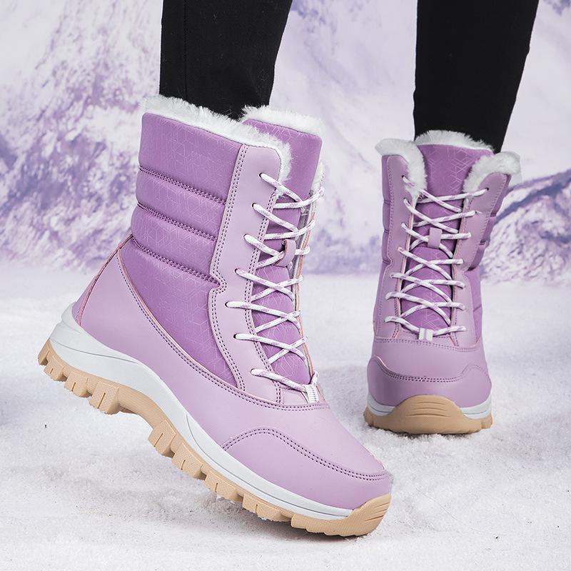 2025 New Women Fur Snow Boots Winter Women's Shoes Keep Warm Handmade High-top Boots Plush Non Slip Outdoor Warm Hiking Shoes