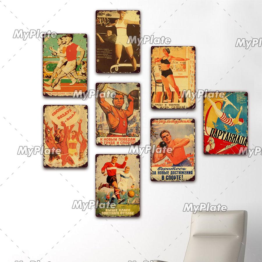Russian Metal Sign Vintage Plaque Tin Sign Plate Wall Decor For Bar Club Man Cave Collect USSR Sports Poster