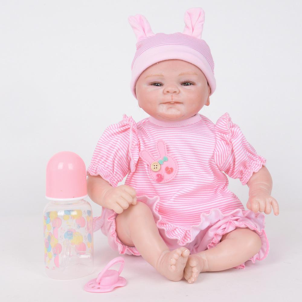 Lifelike Baby Reborn Dolls Rooted Mohair Silicone Vinyl Fake Newborn Doll Baby
